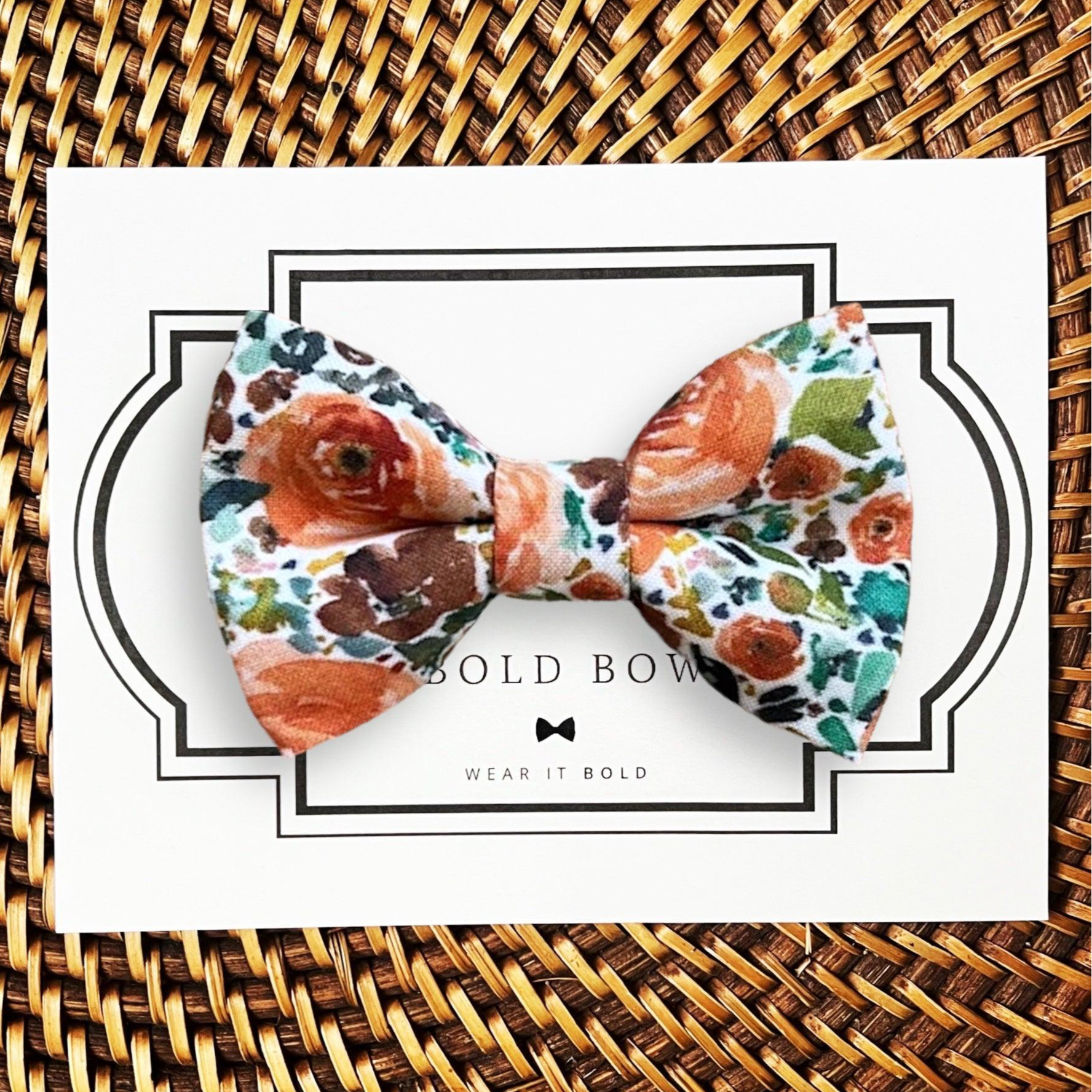 Sunset Floral Burnt Orange Men’s Bow Tie for wedding