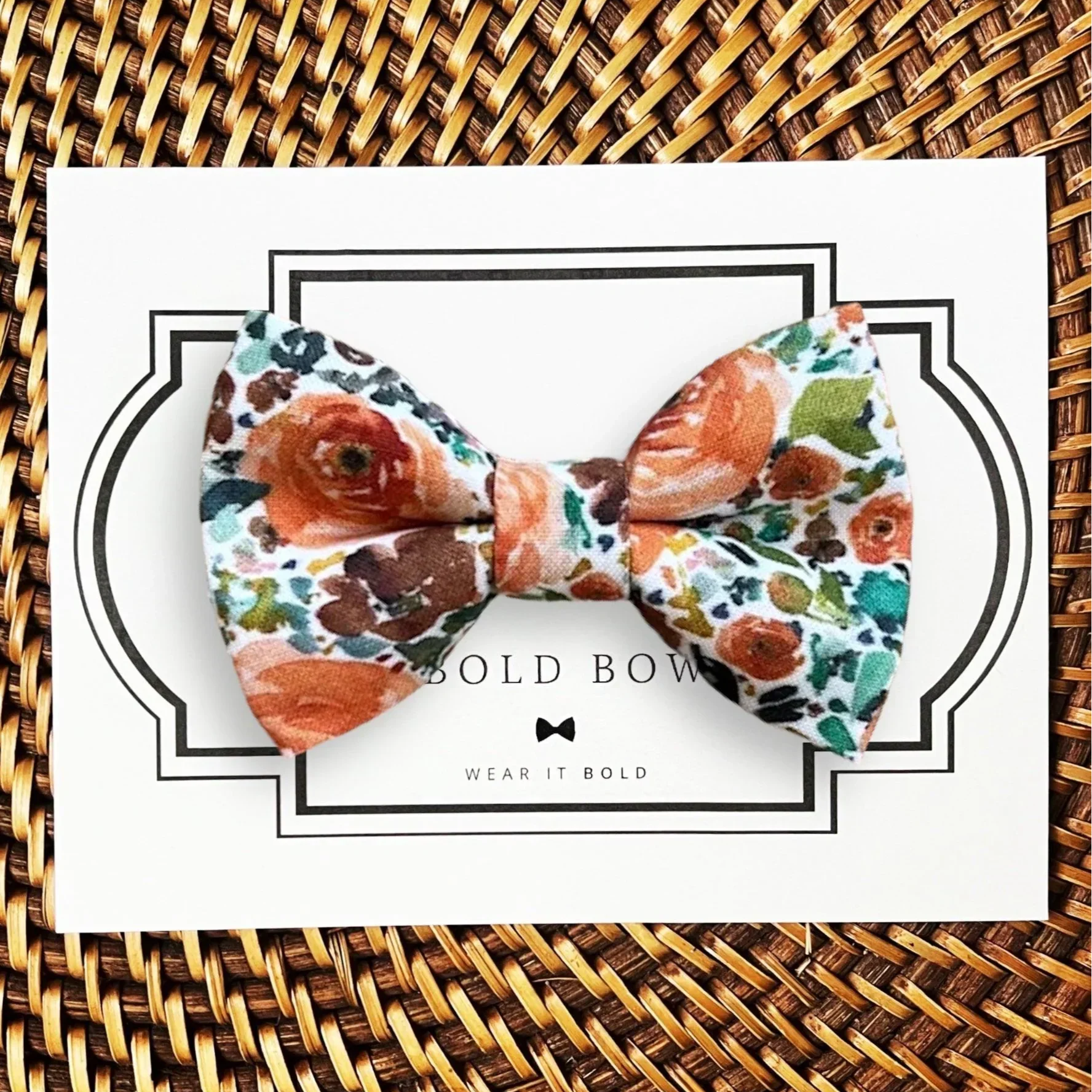 Sunset Floral Burnt Orange Men’s Bow Tie for wedding