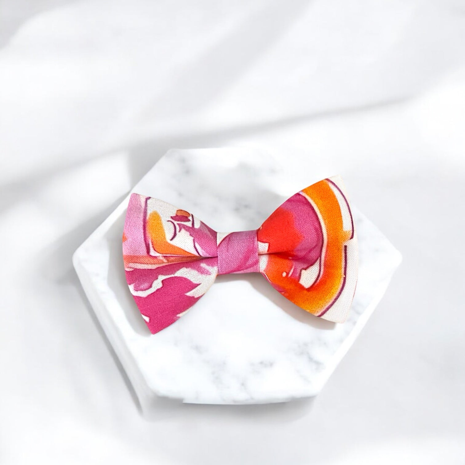 Preppy Bow Tie in Orange & Pink- Wedding Bowtie