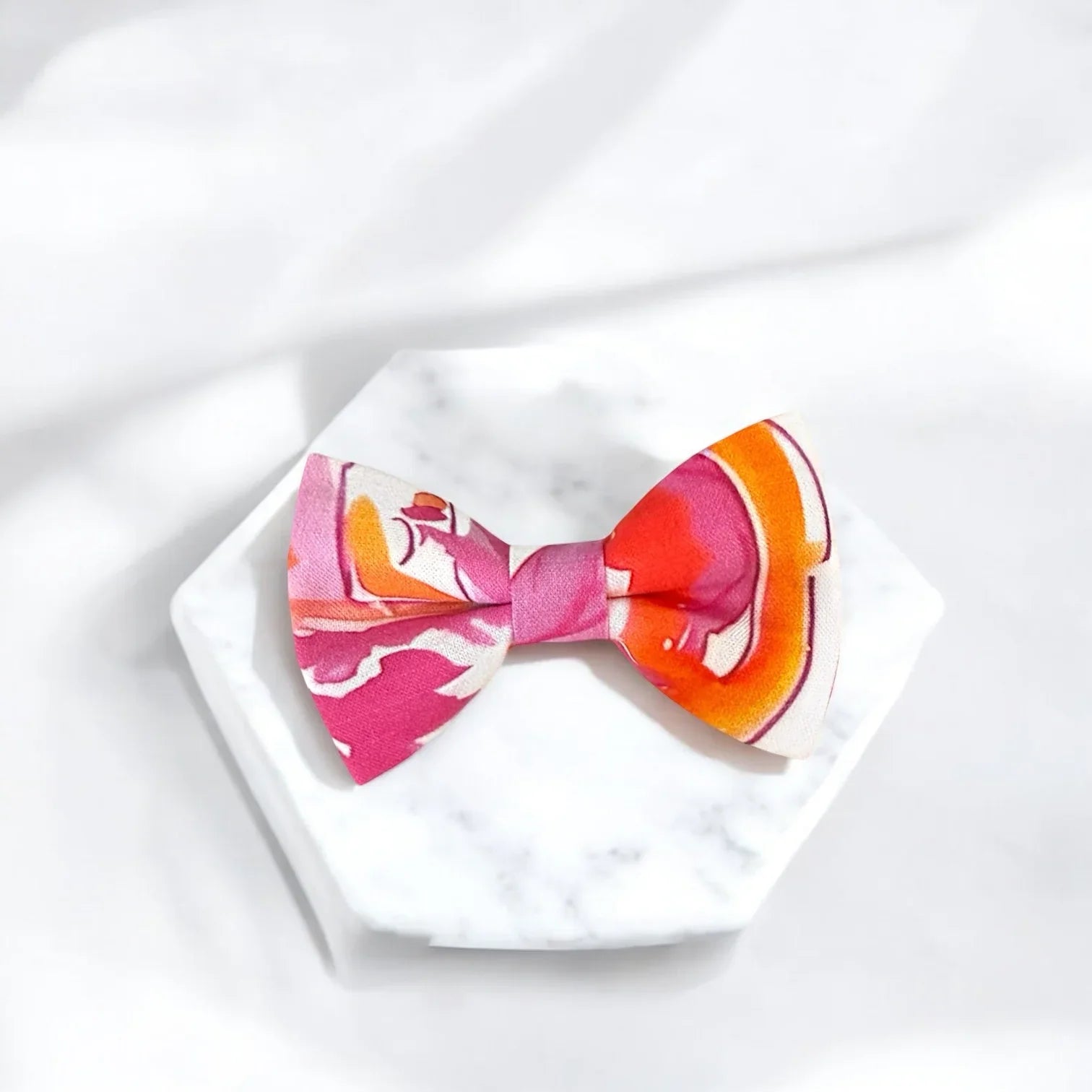 Preppy Bow Tie in Orange & Pink- Wedding Bowtie