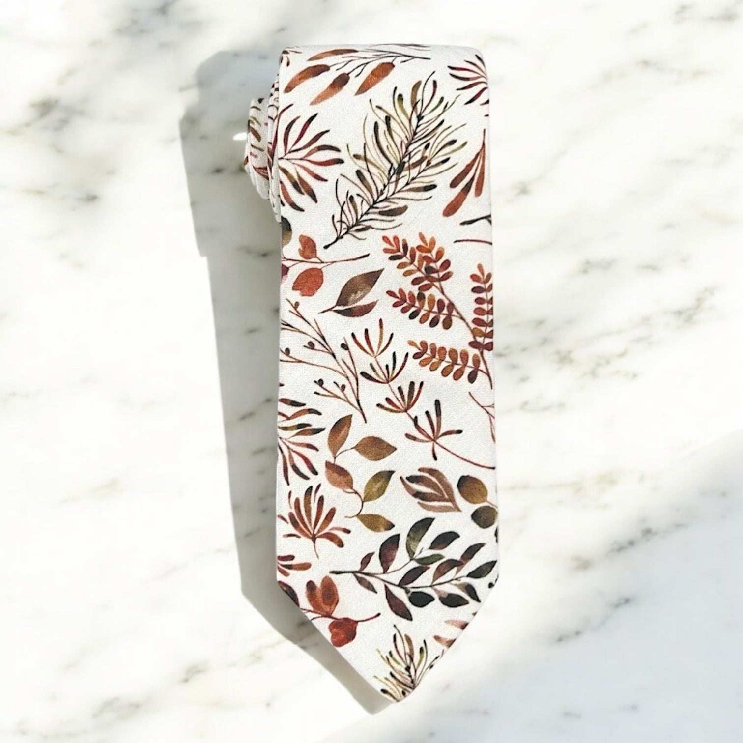 Terracotta floral men’s tie for wedding.