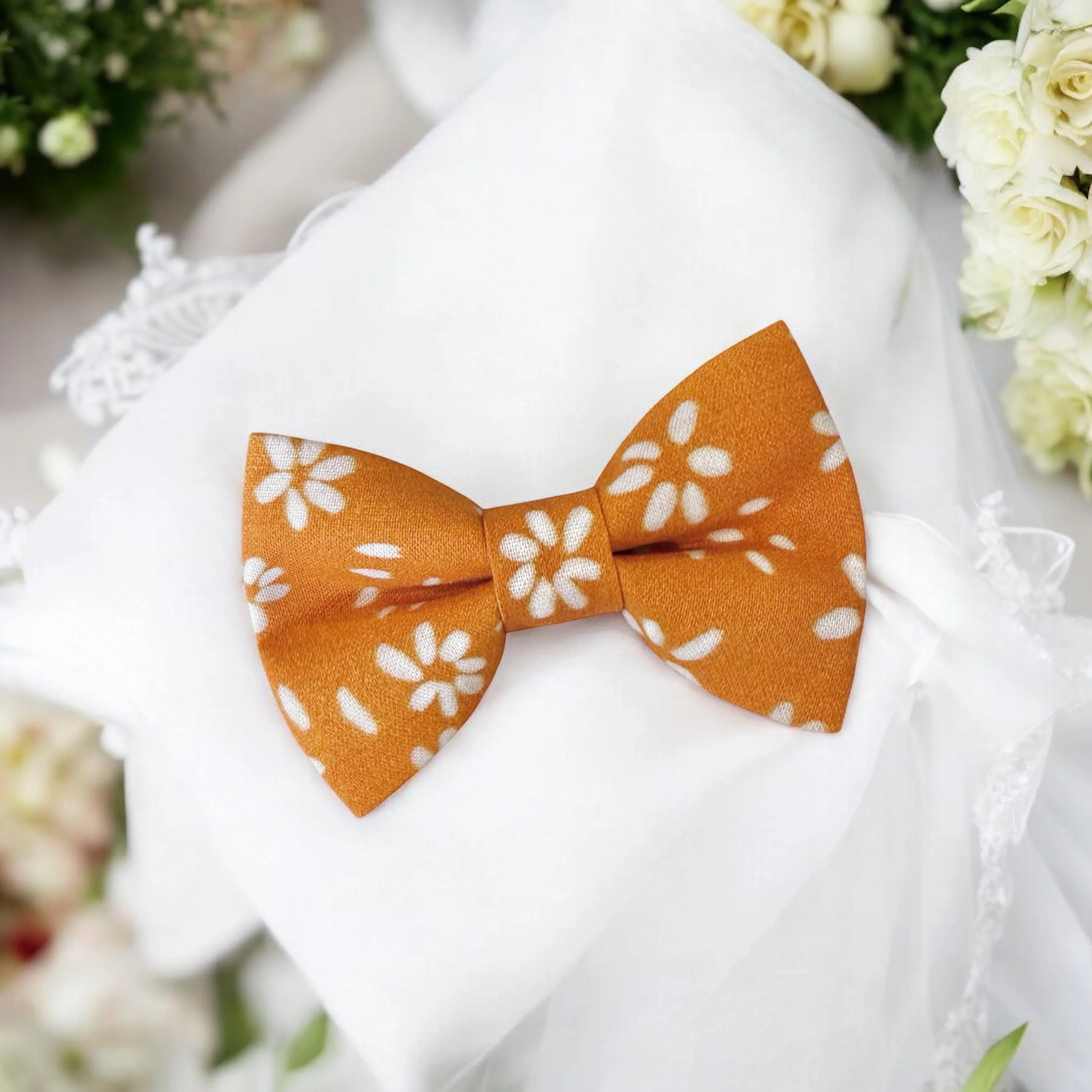 Orange bow tie for weddings.