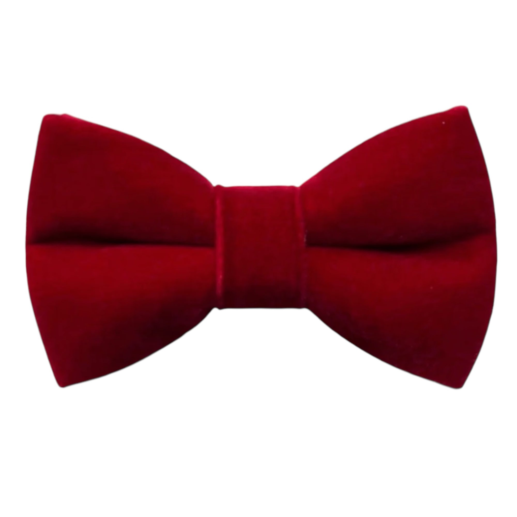 Red velvet bow tie on a white background