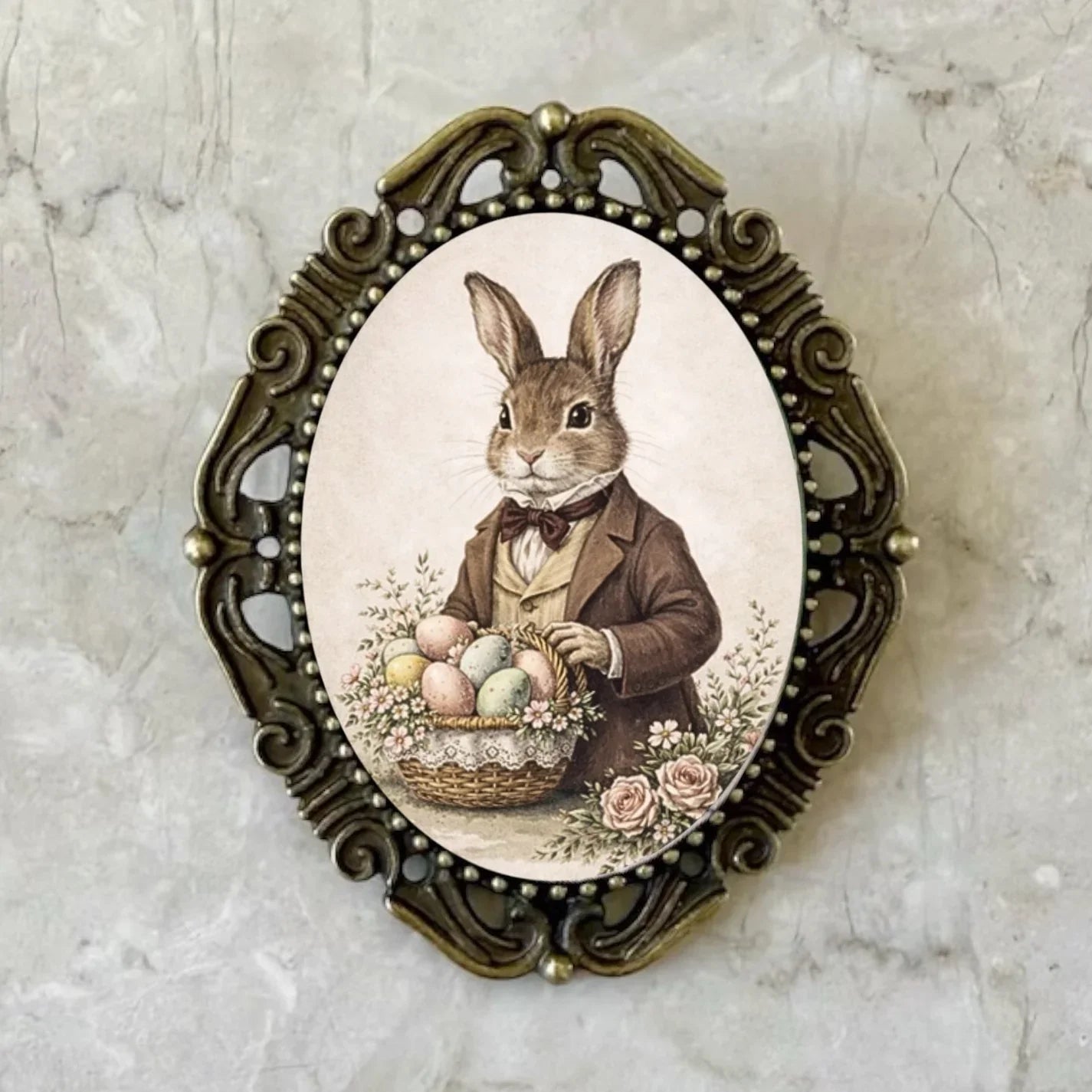 Victorian Easter Bunny Brooch, Vintage Style for Easter.