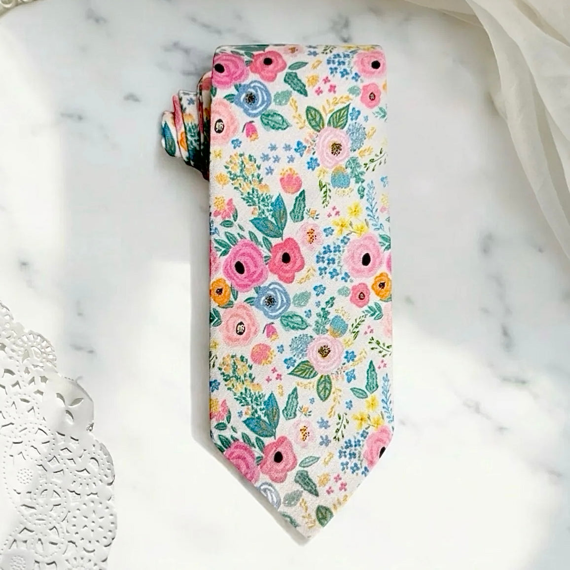 Wonderland Garden Floral Necktie- Men’s Tie for Wedding.