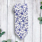 Blue and white floral Men’s Tie for Wedding and Groomsmen.