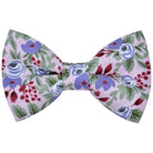 Lavender floral patterned bow tie on a white background for weddings groomsmen and ring bearers.