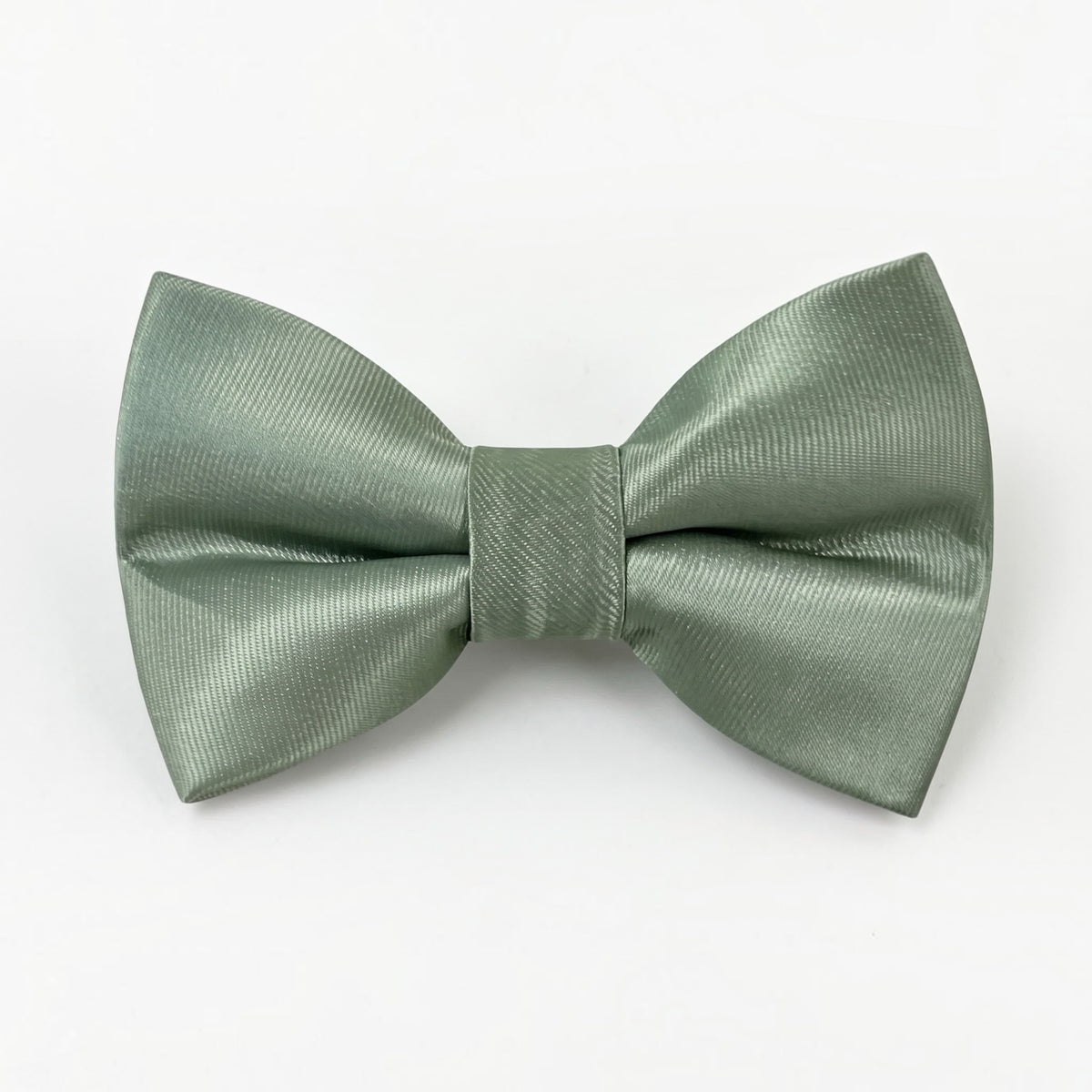 A Sage bow tie pre-tied in a muted green color with a subtle satin sheen, presented on a clean white background.