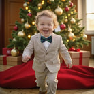 Plaid Bow Tie - Blue and Green Tartan For winter wedding or Christmas In front of a Christmas tree for Christmas photos.