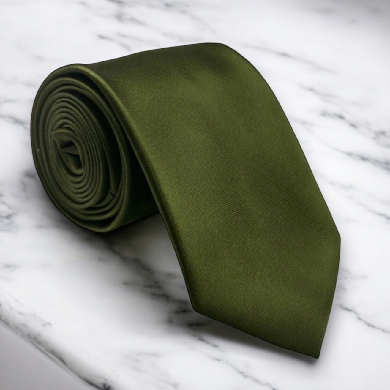 Olive Necktie- Satin Olive Men’s tie for wedding.