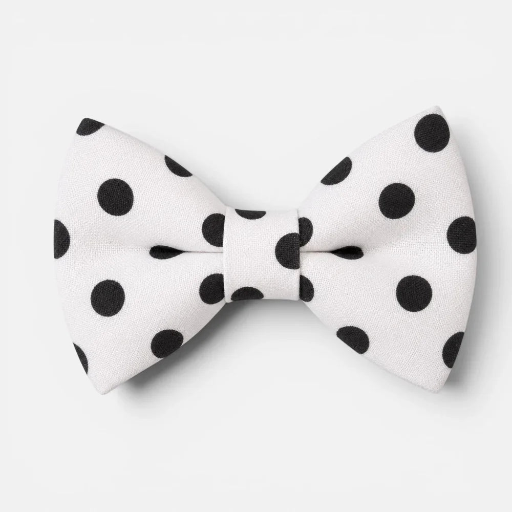 Polka dot bow tie for men in black and white.