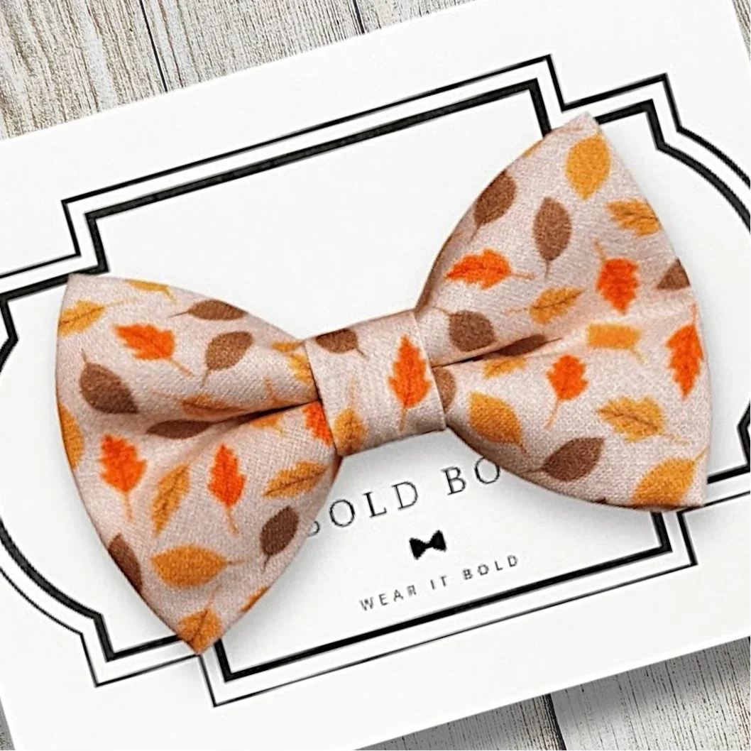 Dog Bow Tie or Cat Bow tie- Cider Autumn Leaves