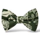 Floral Olive Green Bow Tie in Cotton For weddings, groomsmen and ring bearers.