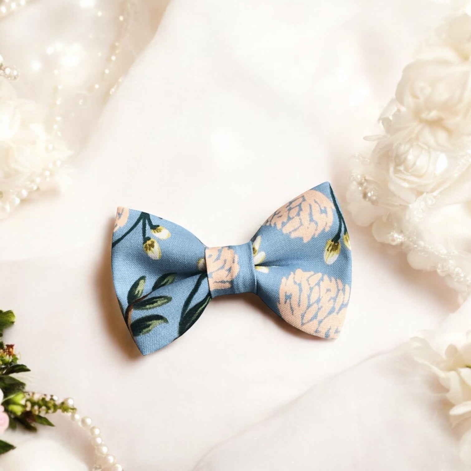 Dusty Blue Hydrangea Bow Tie for wedding party, groomsmen and ring bearers.