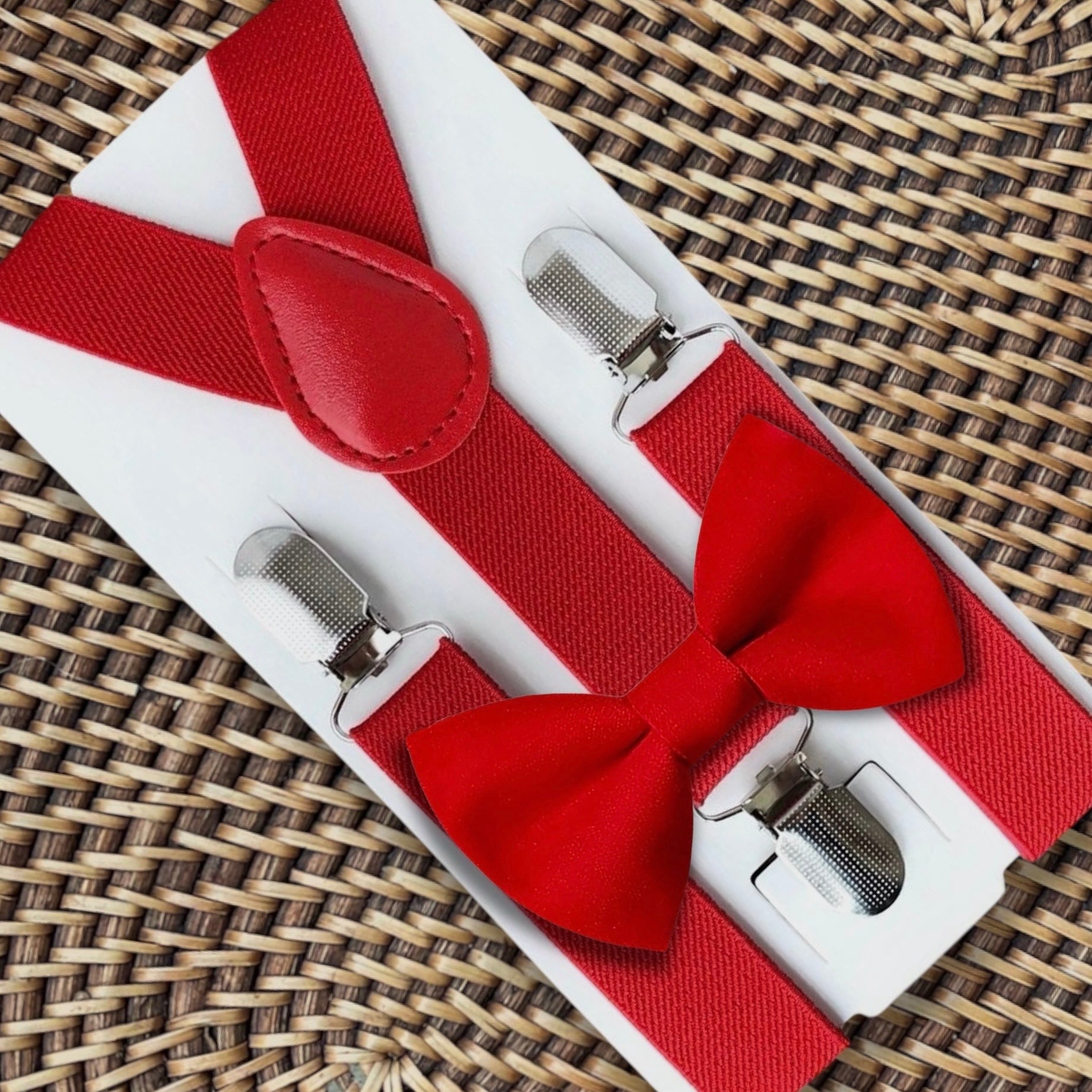Red Bow Tie & Red Suspenders Set for Christmas or Valentines Day