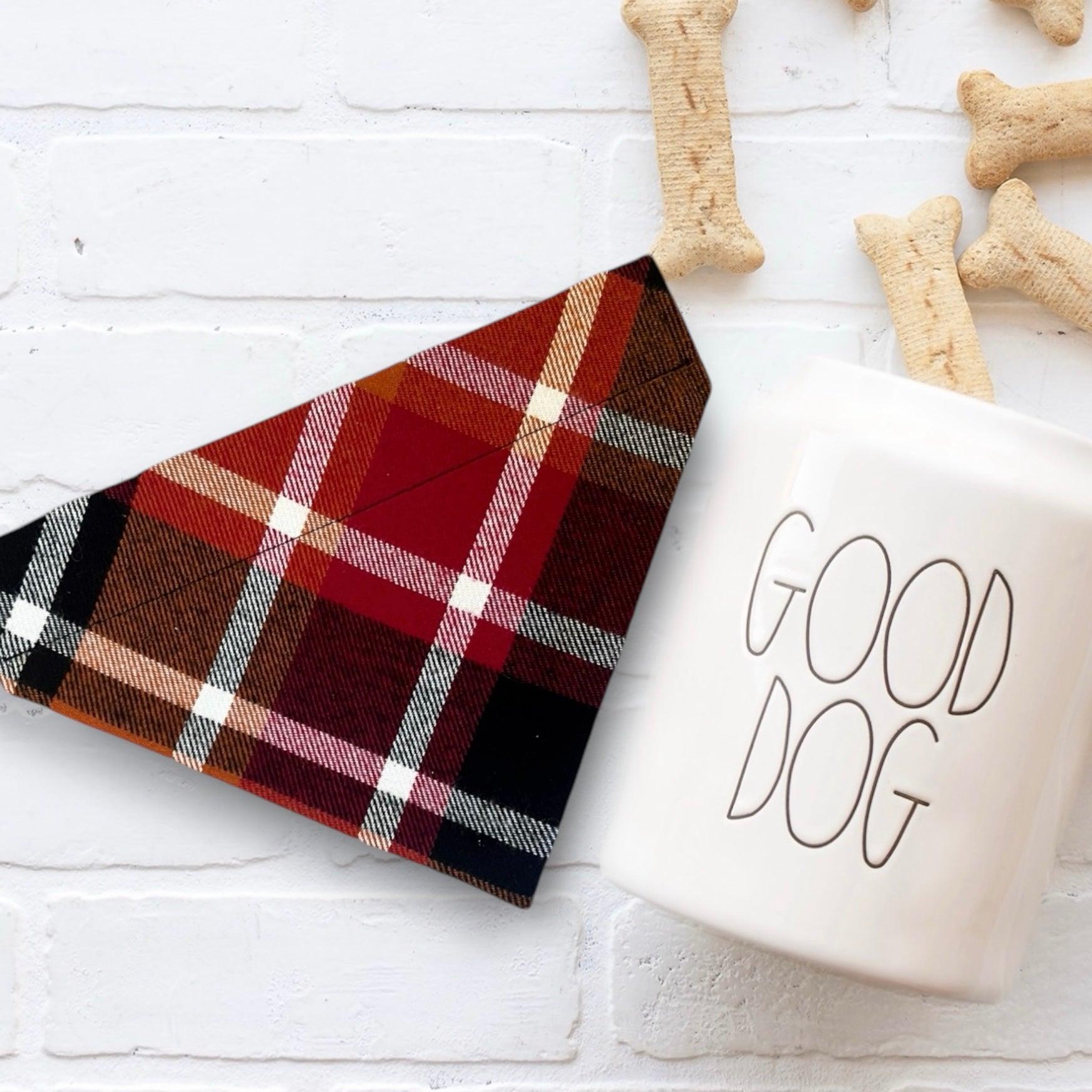 Fall Plaid Dog Bandana or Cat Bandana
