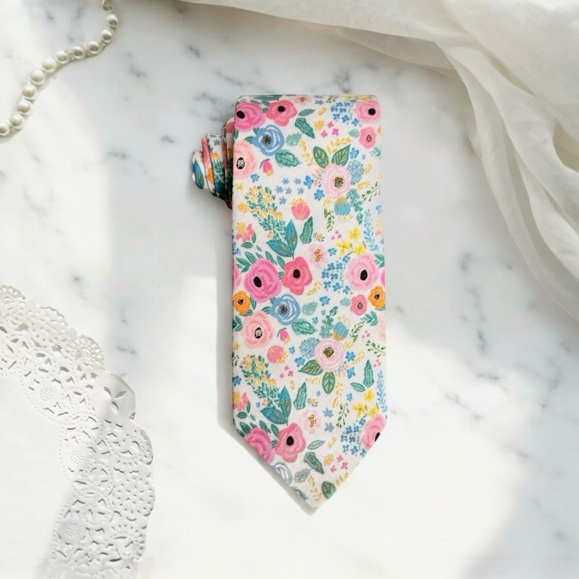 Wonderland Garden Floral Necktie- Men’s Tie for Wedding.