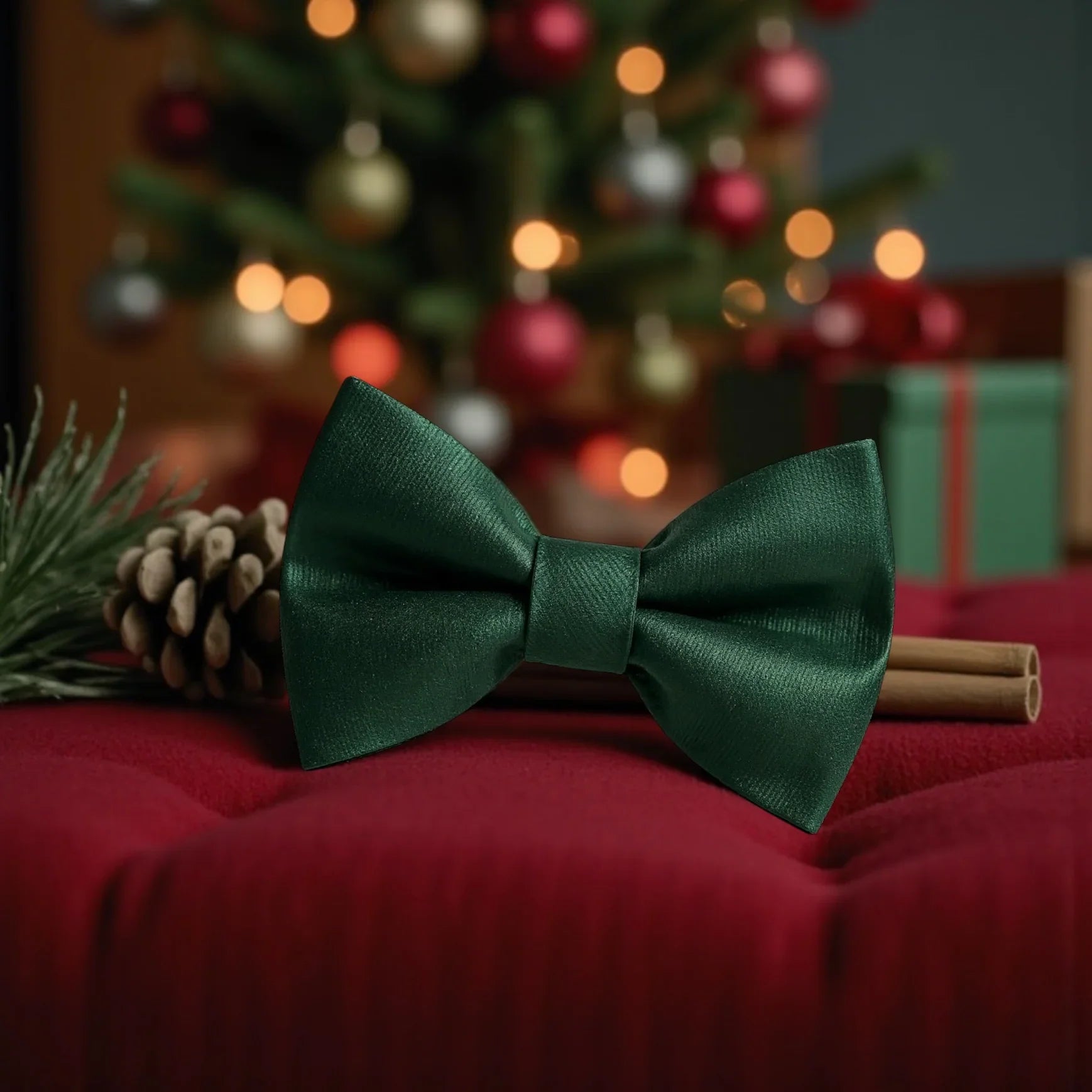 Emerald green bowtie for men, boys and toddlers.