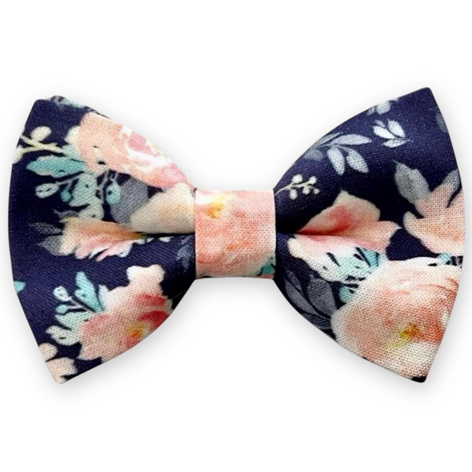 Navy & Pink Floral Bow Tie for groomsmen, wedding and ring bearer outfit.