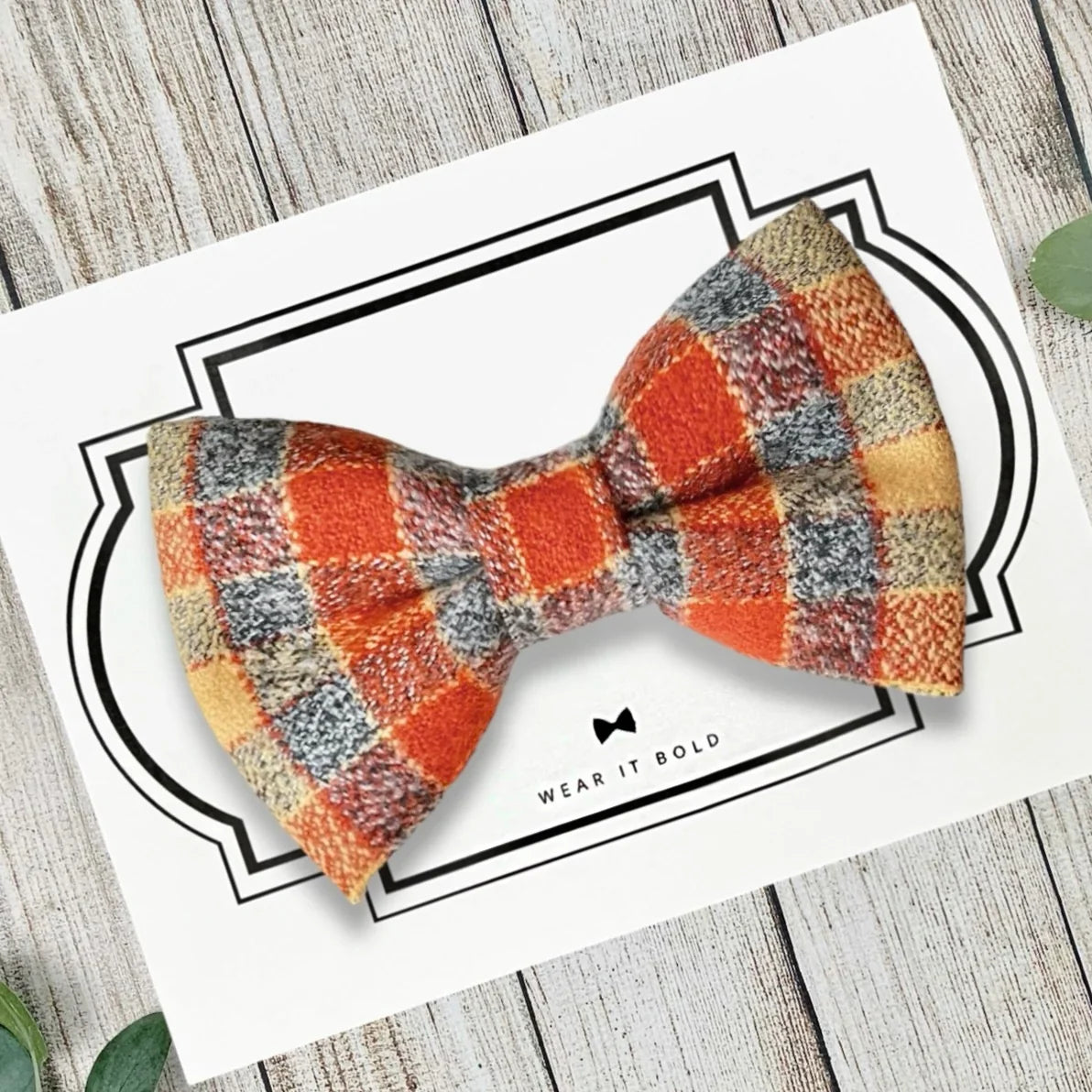 Fall Flannel Dog Bow Tie for Dog and Cat Collar for Thanksgiving and Autumn