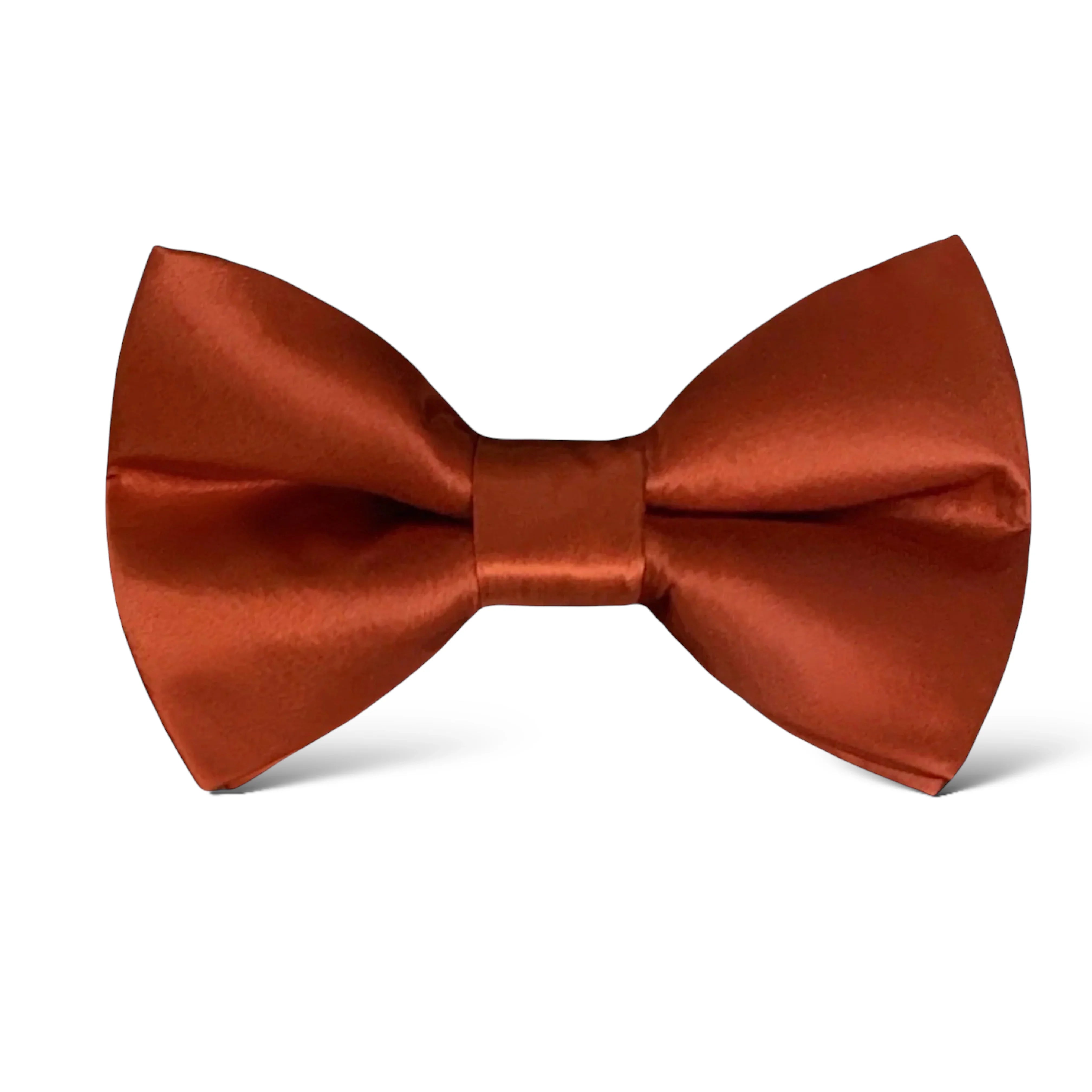 Size chart for pre-tied bow ties from The Bold Bow Tie detailing measurements across three sizes. Small is 3.5 inches wide and recommended for ages 6 months to 5 years. Medium is 4 inches wide and recommended for ages 6 to 12 years. Large is 4.5 inches wide and recommended for ages 13 years and up. Visual icons illustrate the relative sizes with horizontal arrows showing that width is measured from wingtip to wingtip. Bottom text notes that all bow ties are pre-tied and ready to add to your outfit.