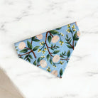 Floral Dusty Blue Dog Bandana- for summer or dog wedding outfit.