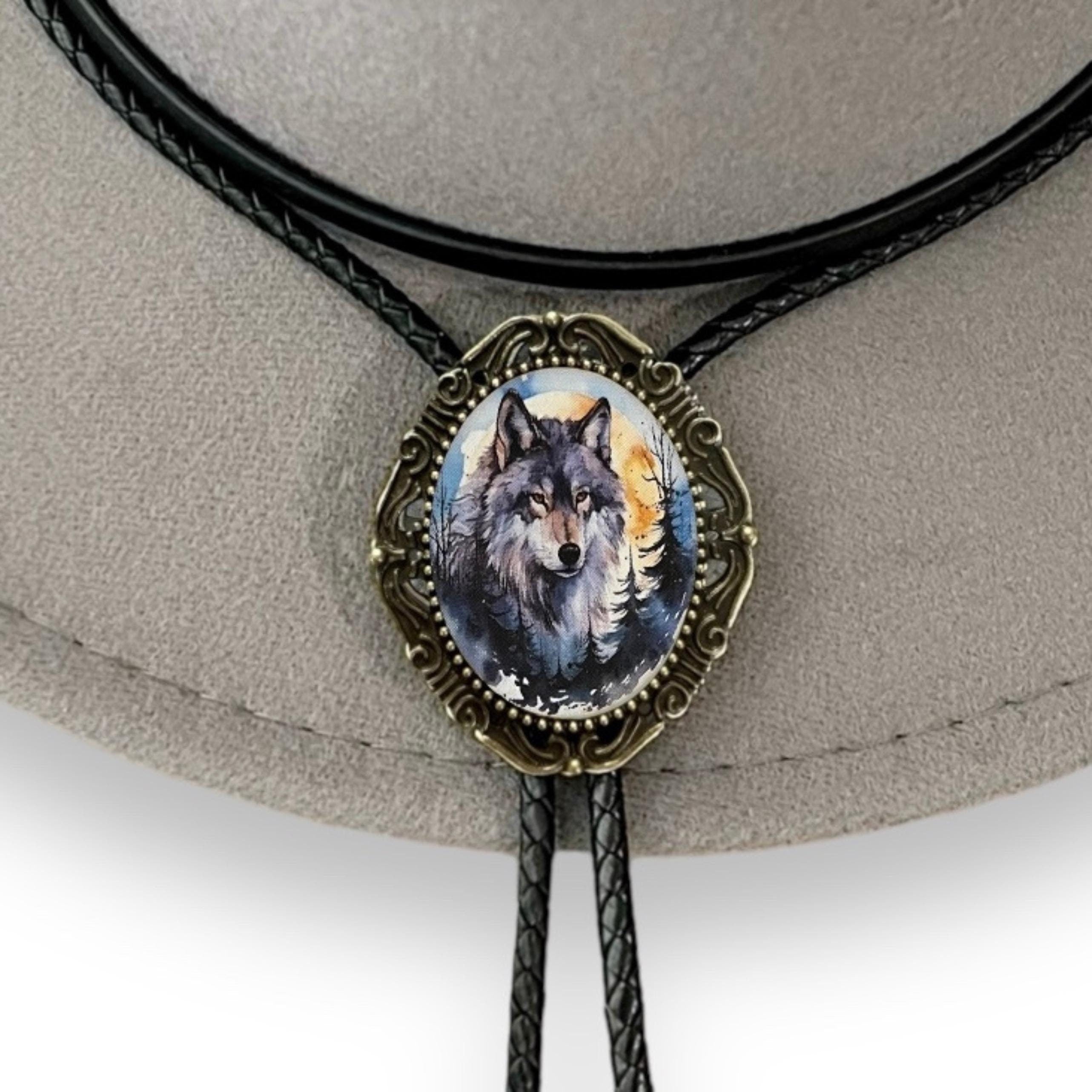Wolf Bolo Tie- Western Bolo Ties for Cowboy Tie