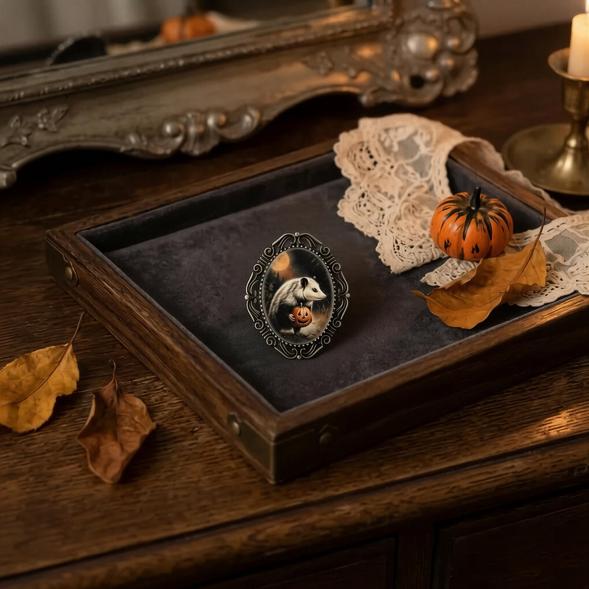 Opossum brooch for women for Halloween.