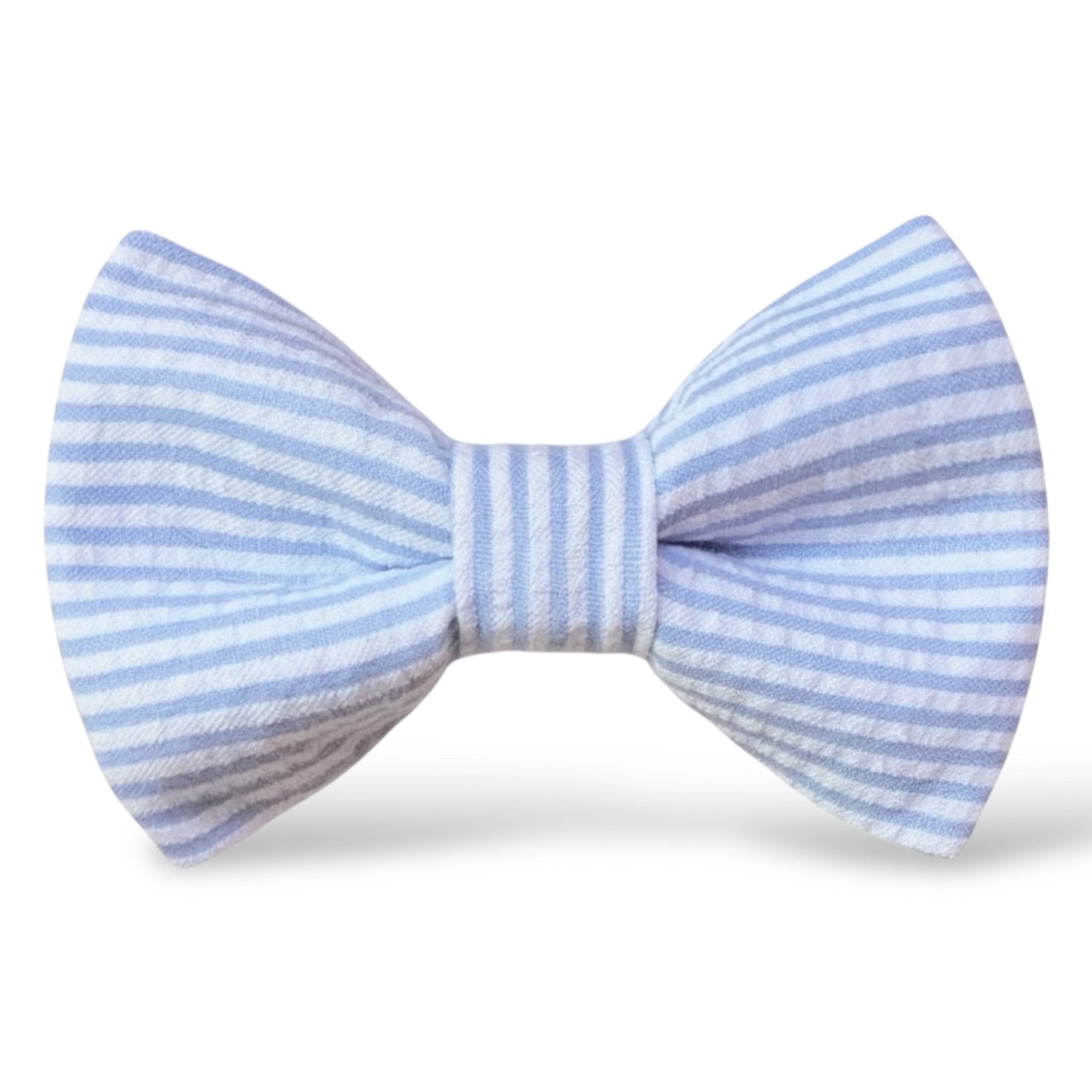Easter blue and white striped bow tie for toddlers, boys, and men on a white background