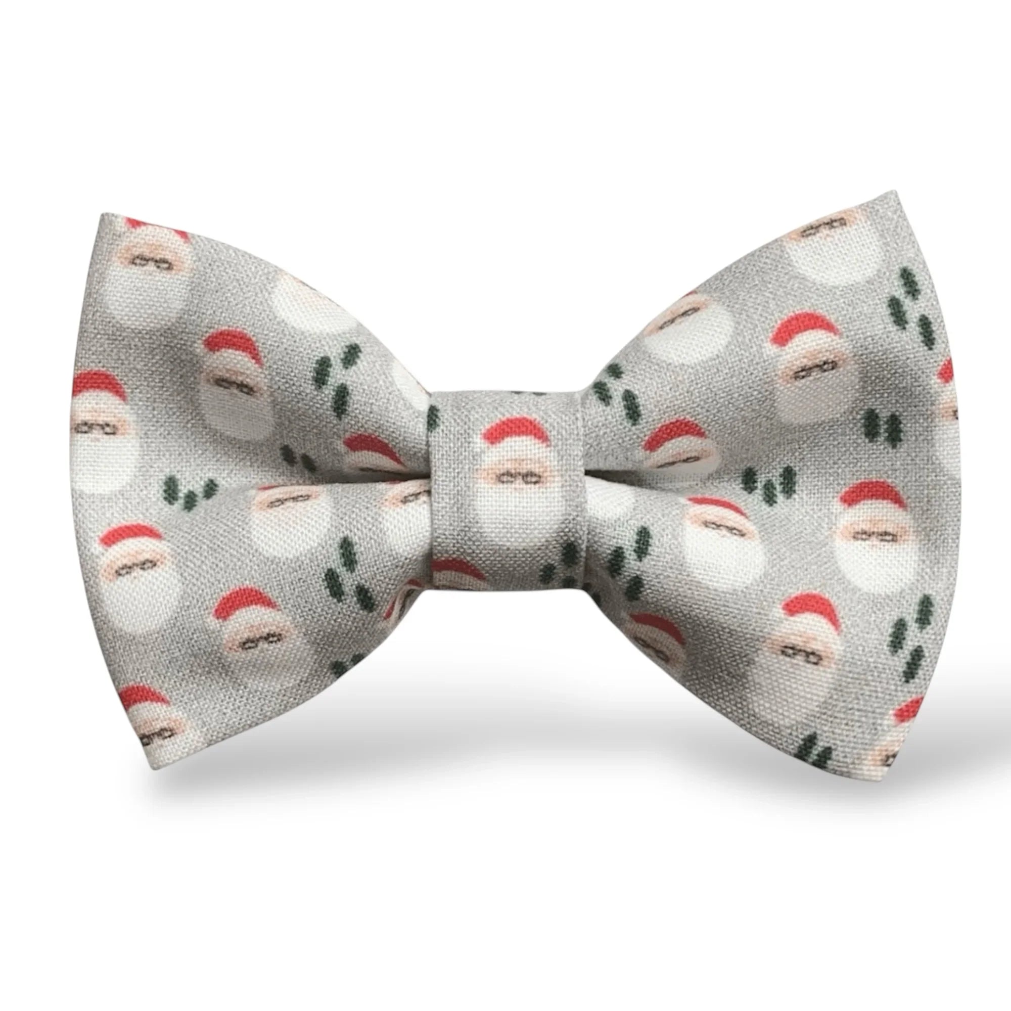 Christmas bow tie with Santa Claus pattern for men, toddlers, or first Christmas on a white background