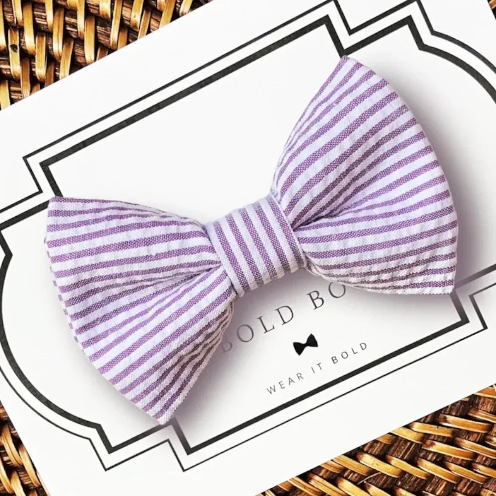 Purple Striped Dog bow tie or Cat bow tie for pet bowtie collar for easter.