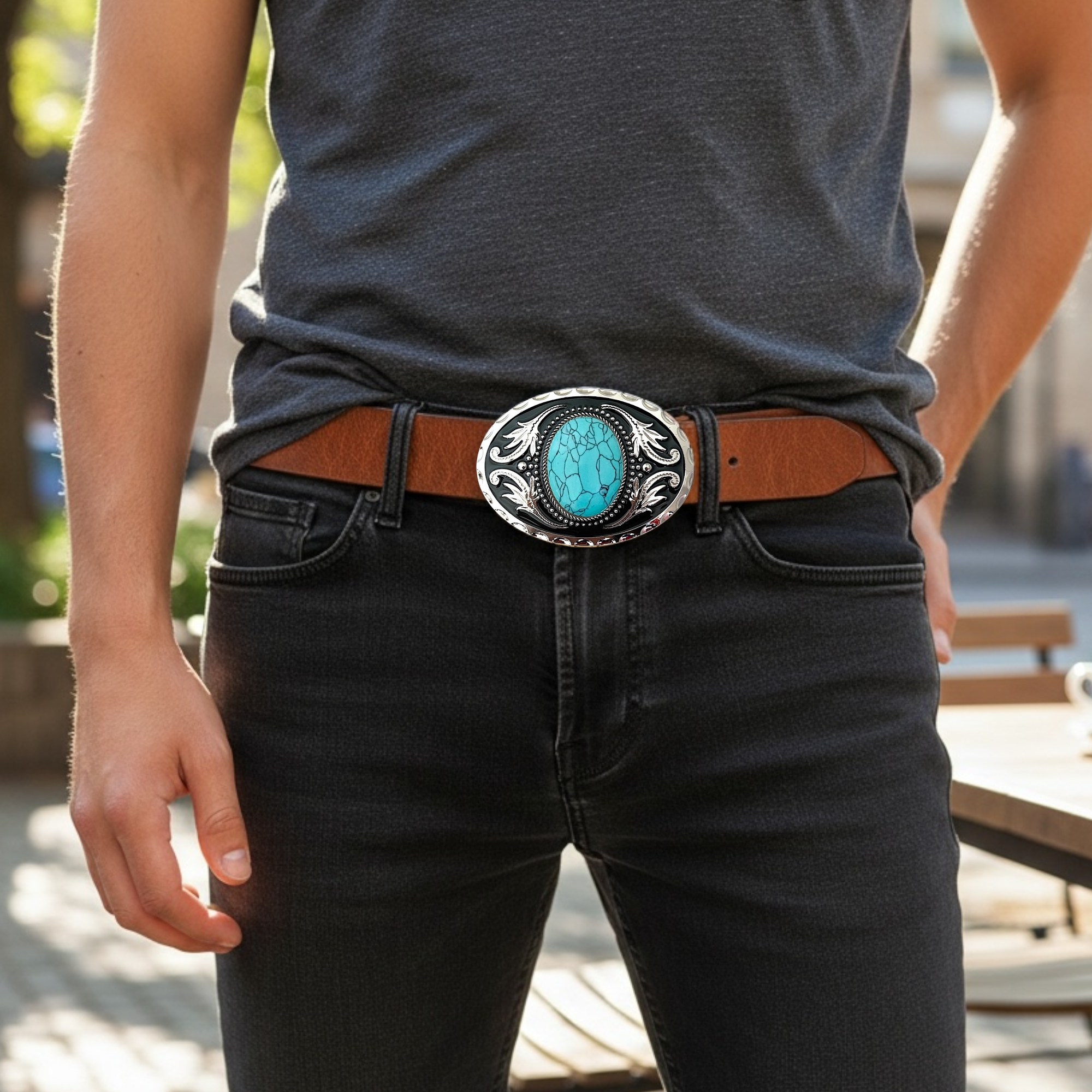 Turquoise Belt Buckle Cowboy Western Accessory