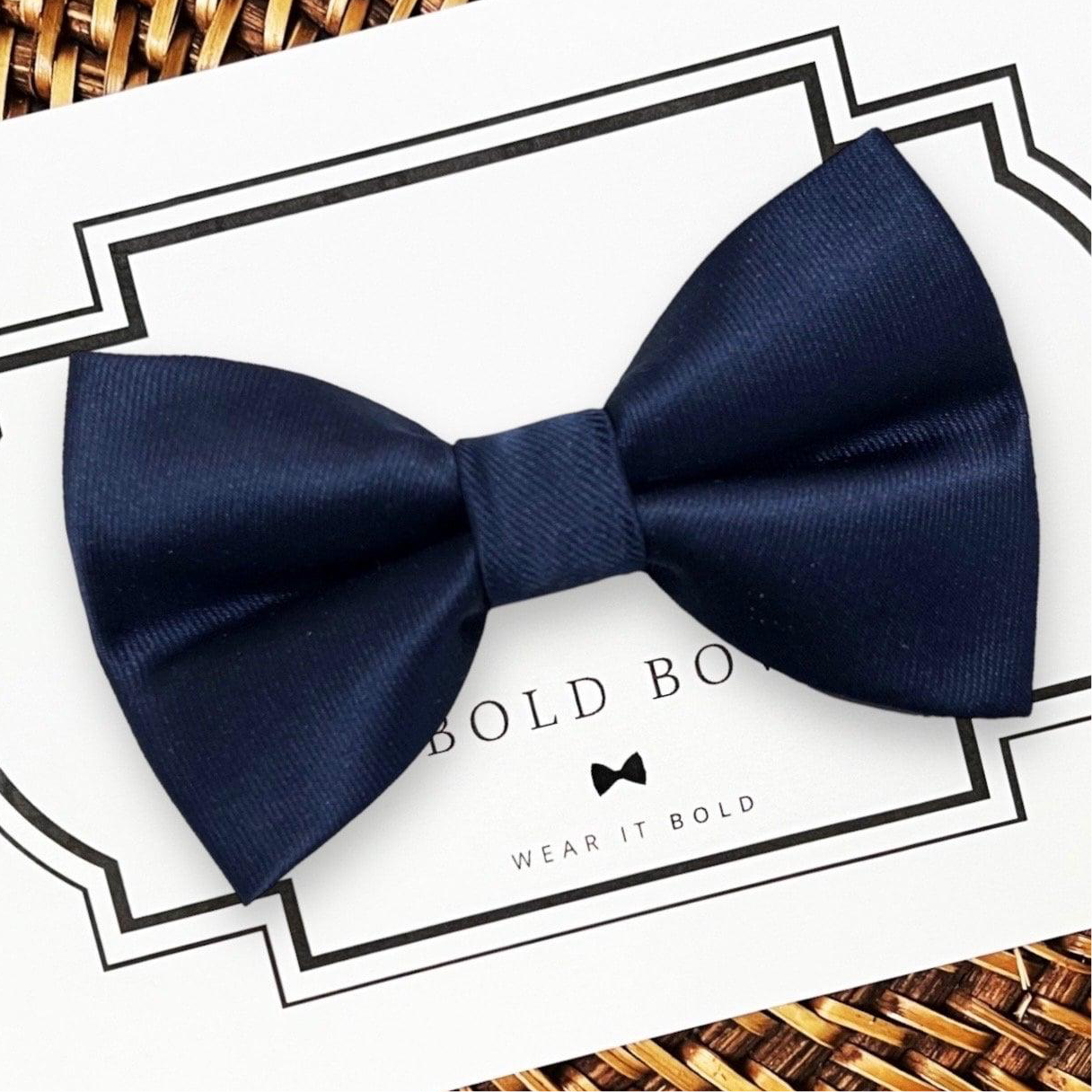 Navy Blue Satin Bow Tie for Dog Collar or Cat Collar- perfect for a dog wedding outfit.