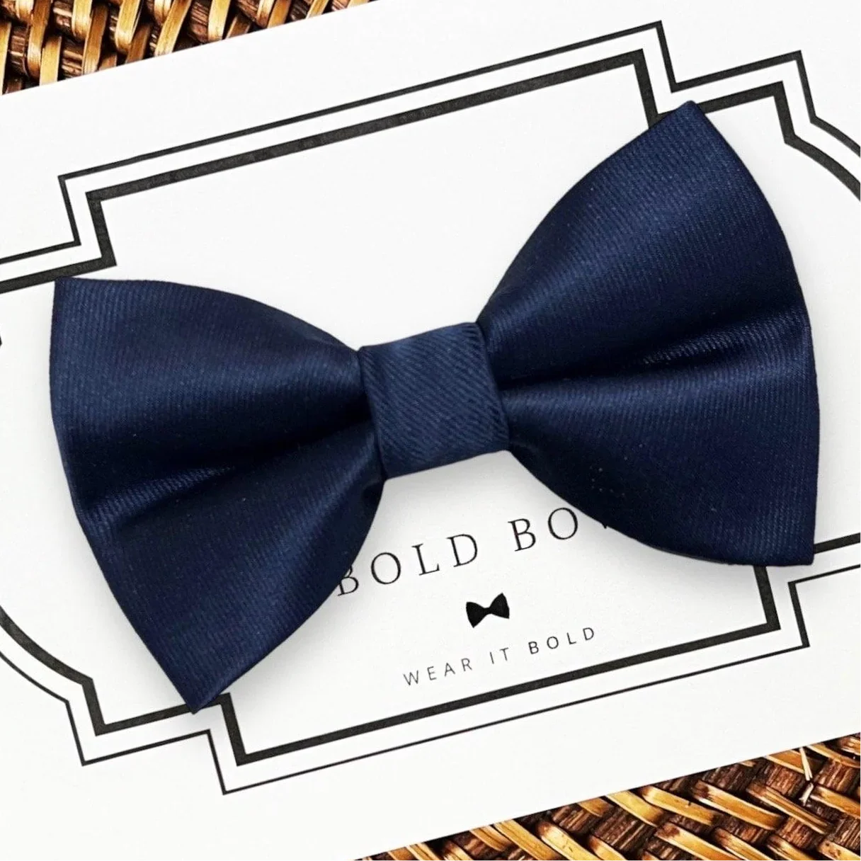 Navy Blue Satin Bow Tie for Dog Collar or Cat Collar- perfect for a dog wedding outfit.