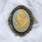 Lily of the Valley Brooch, Light Blue May Flower Cameo Brooch