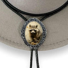 Silver Bolo Tie with Raccoon