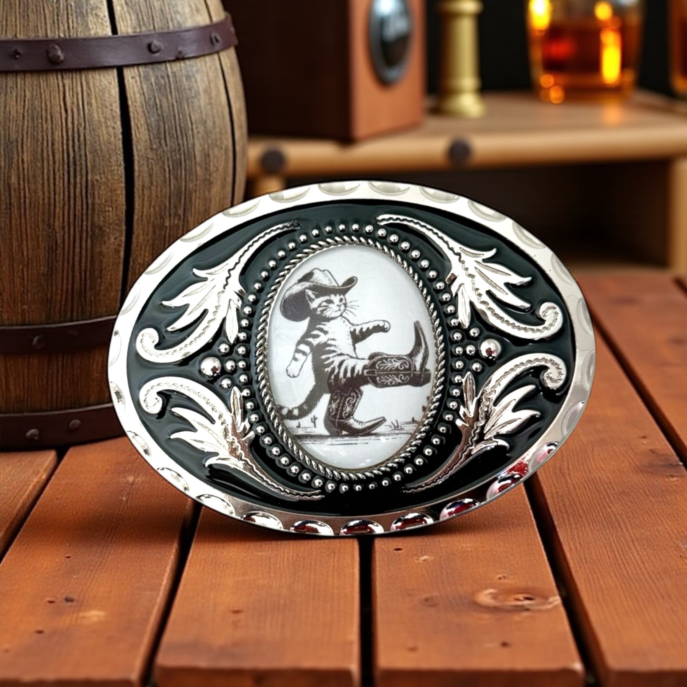 Cowboy Kitten Belt Buckle Western Accessory