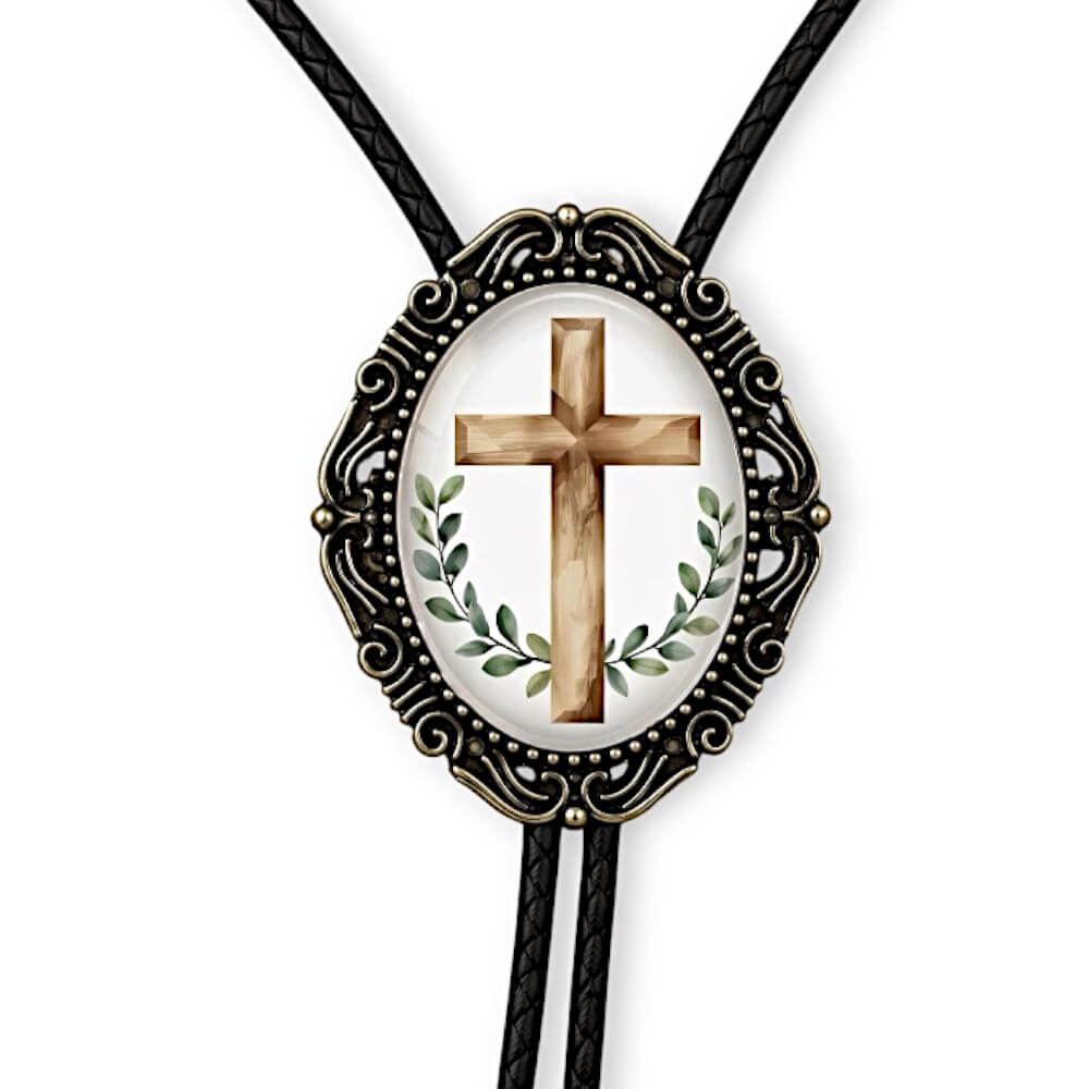 Cross bolo tie for men and women with a Christian cross.