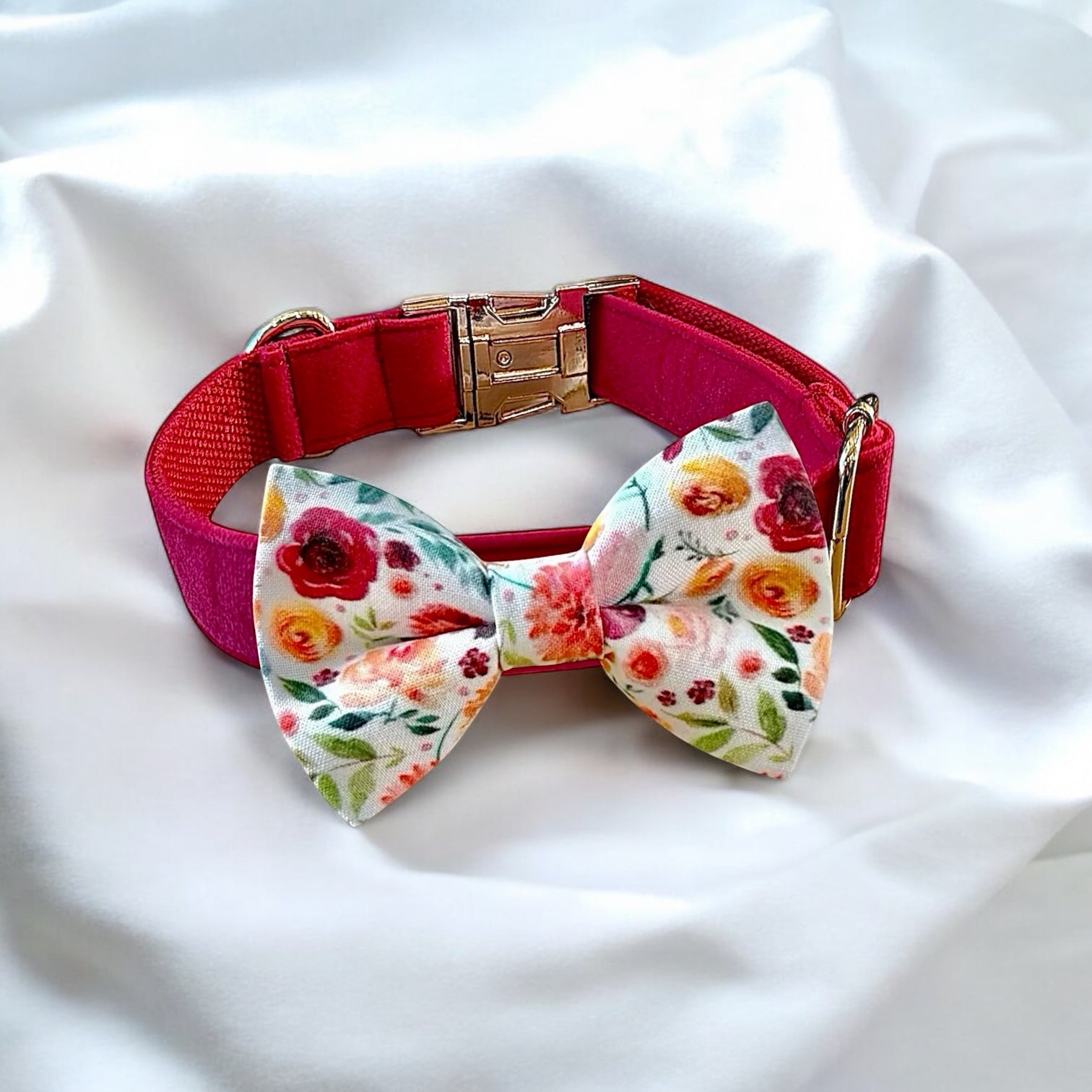 Warm Wildflower Dog Bow Tie Collar for dog wedding attire