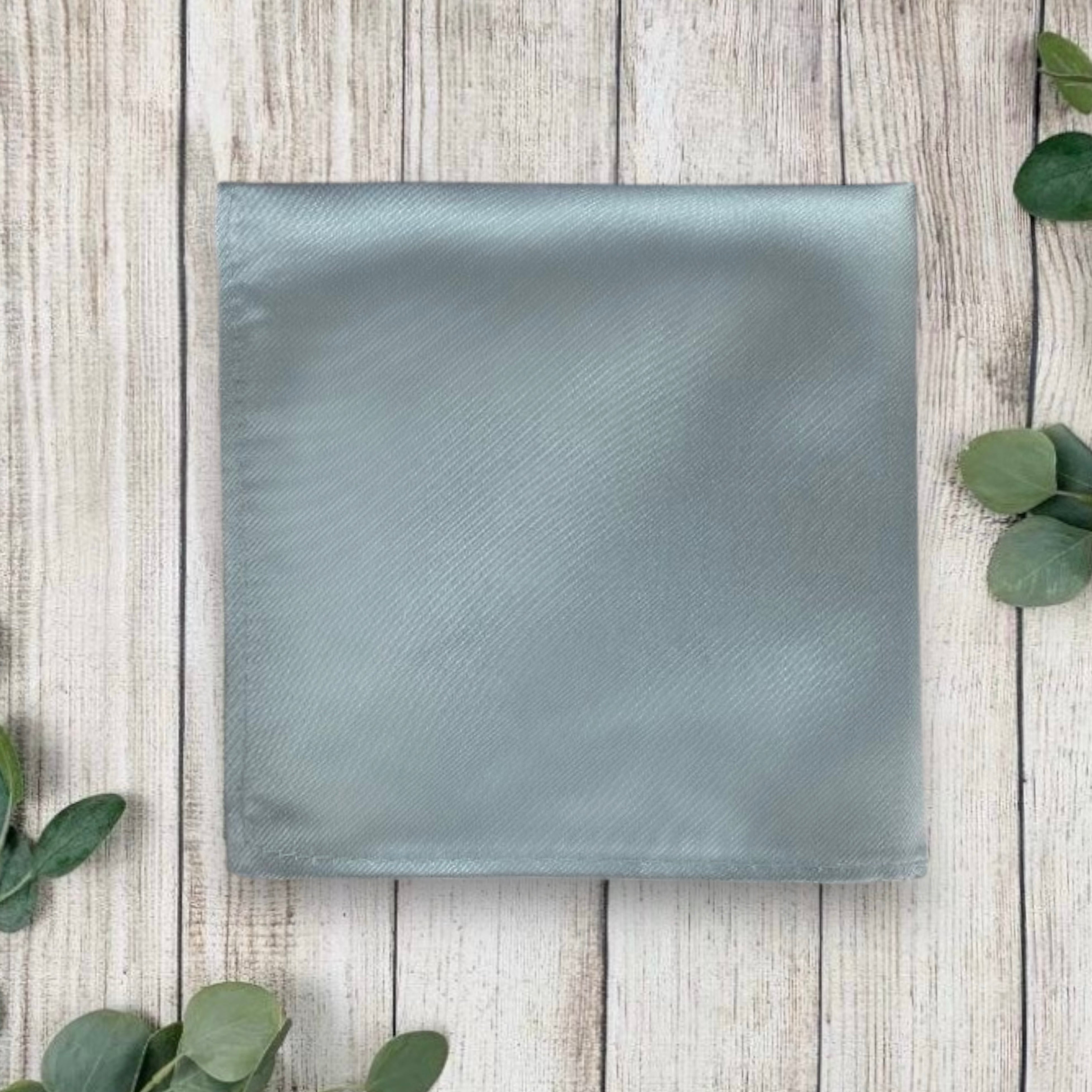 Dusty blue pocket square for wedding or special event.