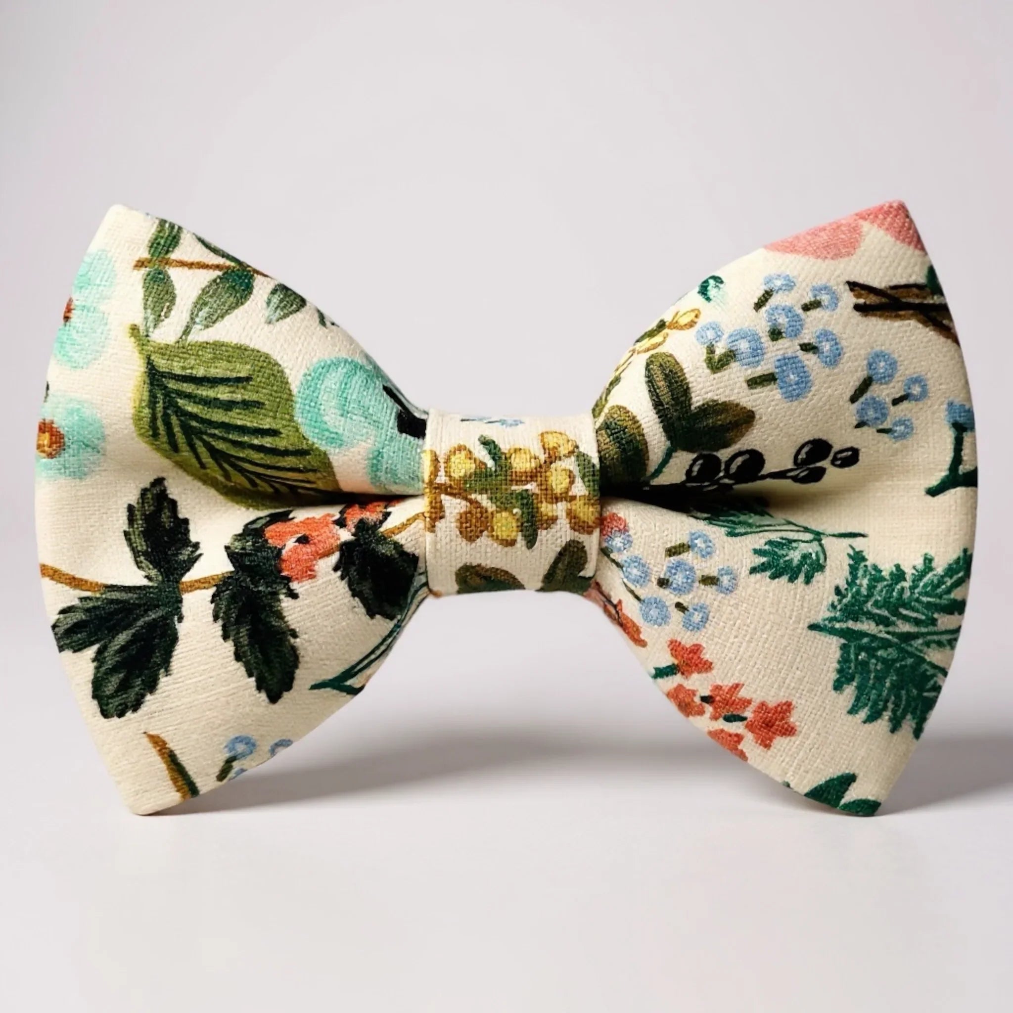 Floral Bow Tie- Natural Herb Garden Rifle Paper Co Fabric for groomsmen, wedding and ring bearer outfit.