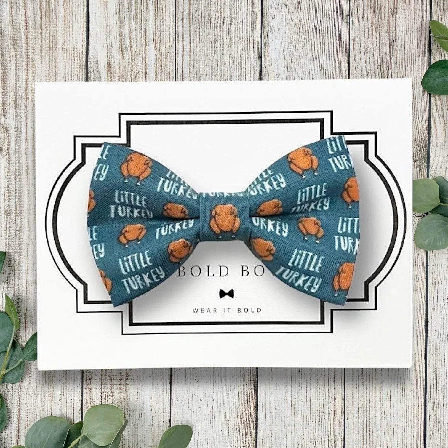Thanksgiving dog bow tie with turkeys, funny dog gift for fall.