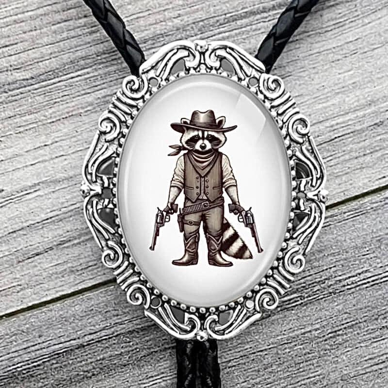 Bolo tie for men and women with western country raccoon