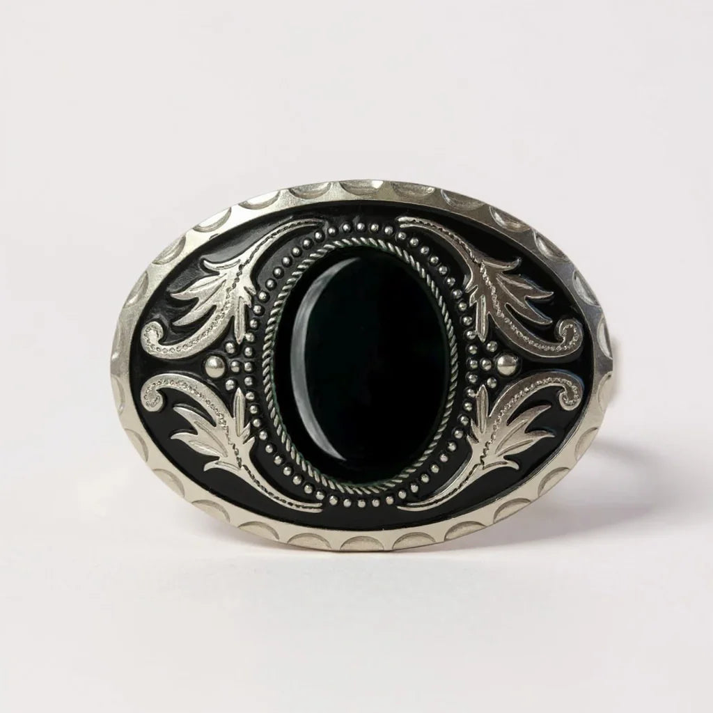 Black Onyx Belt Buckle Cowboy Western Accessory