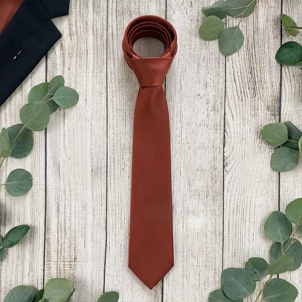 Cinnamon Necktie- Men’s Tie for Terracotta Fall Wedding for Groomsmen