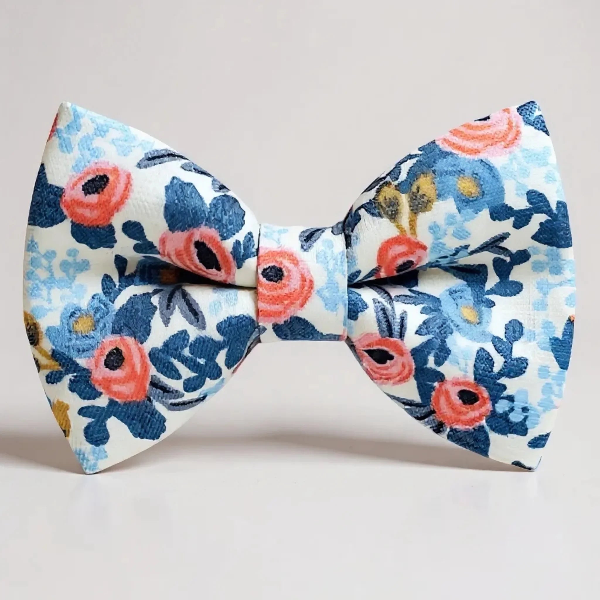 Floral Bow Tie- White, Blue, Pink Rifle Paper Co Garden Party Fabric for wedding, ring bearer outfit or groomsmen.
