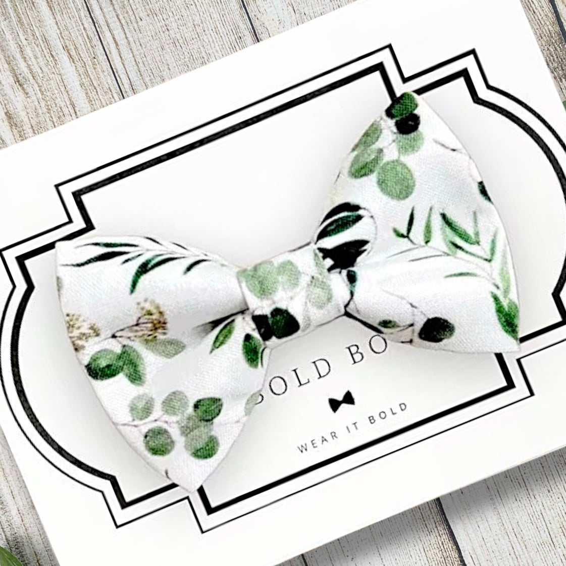 Green Floral Sage Dog Bow Tie for wedding
