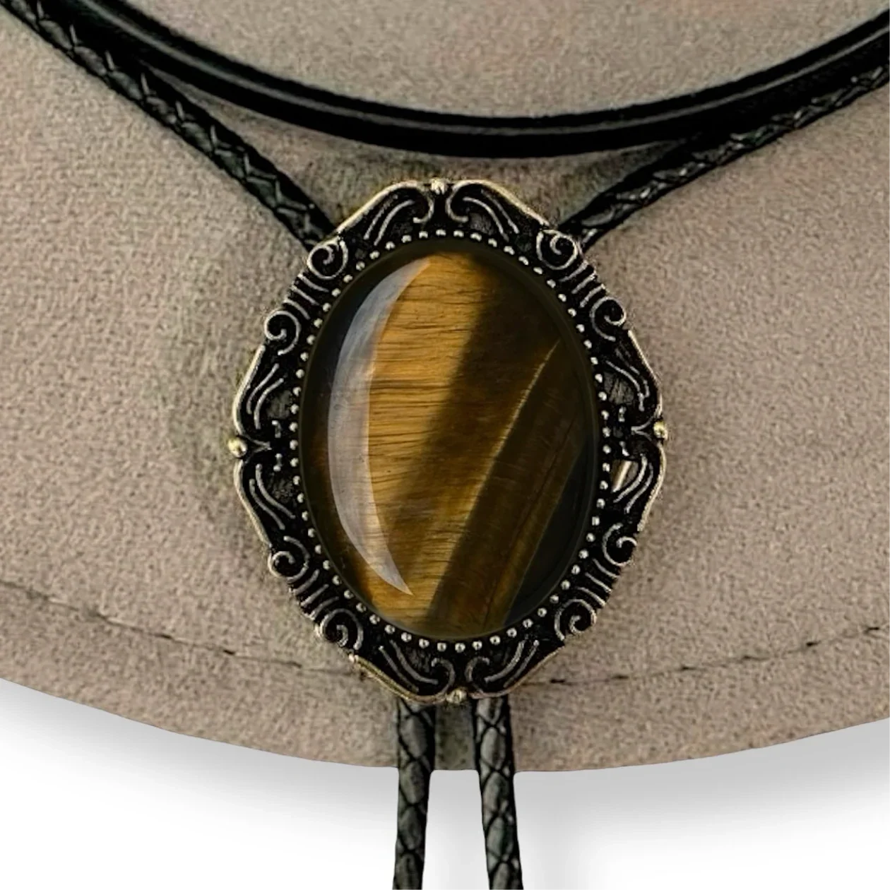 Tiger’s Eye Bolo Tie- Western Wedding Accessory for Men and Women