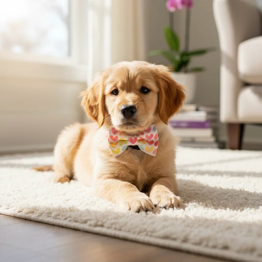 Rainbow Hearts Dog Bow Tie | Dog & Cat Collar Accessory | The Bold Bow Tie
