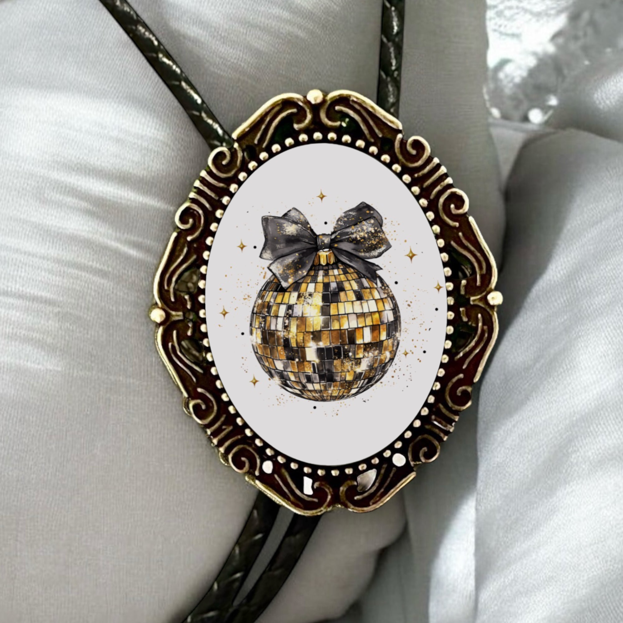 New Year’s Eve Bolo Tie- Disco Ball Western Wedding Accessory